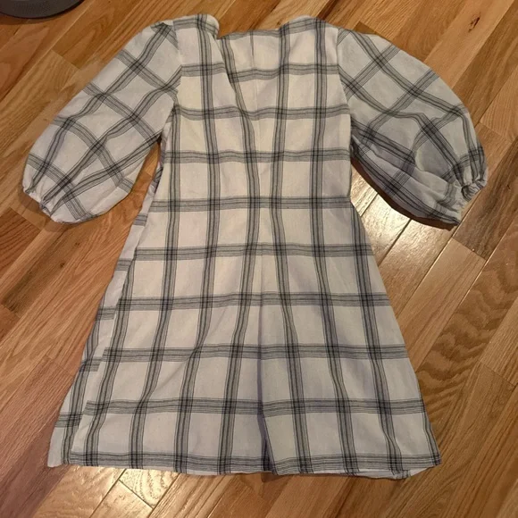 Free People Ivory and Charcoal Checkered Dress - Picture 5 of 8